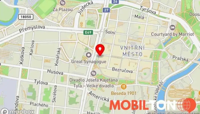 mapa A MOBIL - mobilní telefony s.r.o. Opravna mobilních telefonů, Opravna domácích spotřebičů, Prodej mobilních telefonů, Počítačové poradenství, Opravy počítačů, Opravna malých zařízení v Plzeň 3-Vnitřní Město