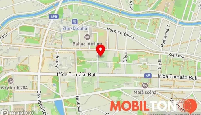 mapa A+ servis notebooků Zlín Opravy počítačů, Opravna telefonů v Bratří Jaroňků 5218