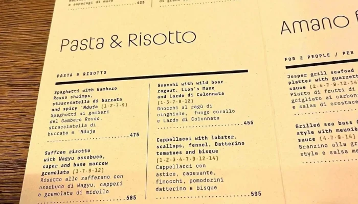 Amano -  Menu - Nové Město