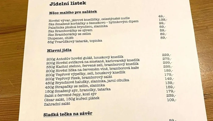 Antosova Krcma Menu - 10, Vinařického 14