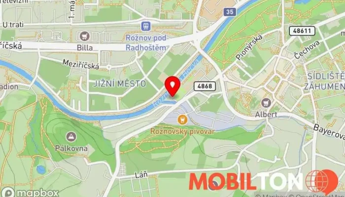 mapa Apartmany U Pivovaru Restaurace v Videčská 98