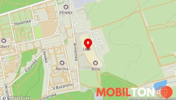 mapa Arfis kebab Obchod s kebabem v Arménská 3277