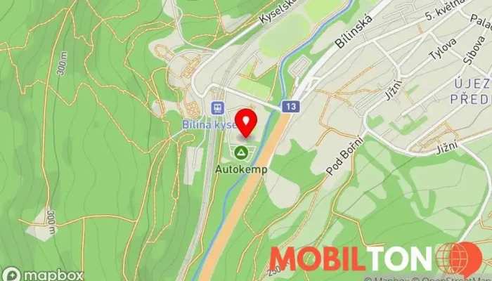 mapa Autokemp Bílina Autokemp v Mostecké Předměstí