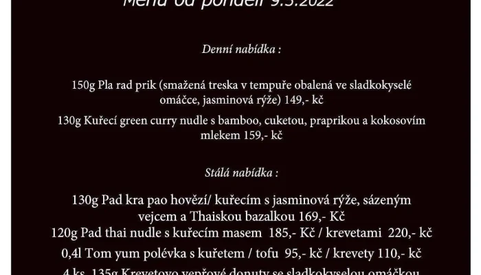 Bangkok On Wheels Sro Menu - Vančurova 518