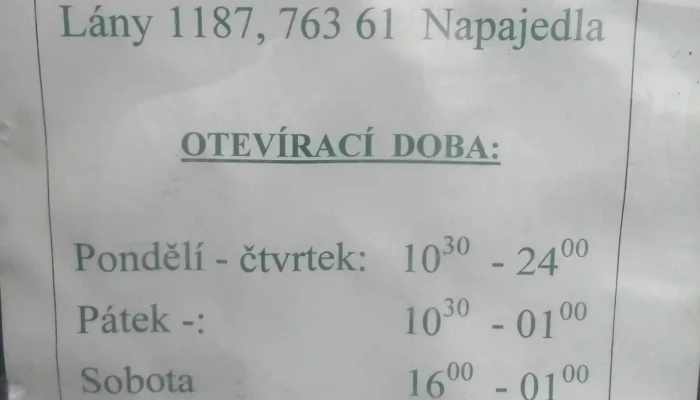 Bar U Nas Menu - Lány 1187
