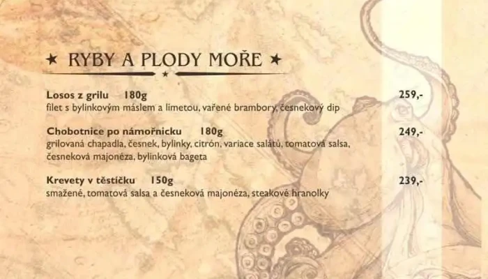 Barracuda -    Steak House Menu - Dlouhá 1359