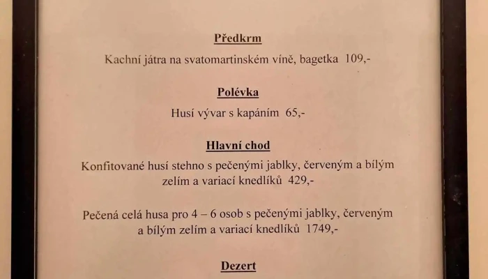 Bartolomejka Restaurace Menu - Politických Vězňů 880