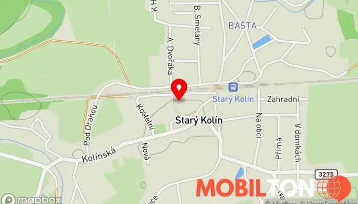 mapa Baštecký Pivovar Starý Kolín Restaurace v Za Poštou 95