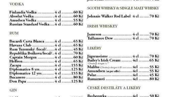 Bella Casa -  Menu - Masarykovo Nám. 245