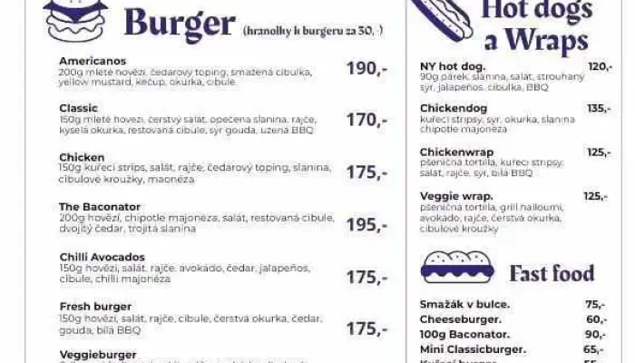 Bistro Americano -  Menu - Nádražní 108