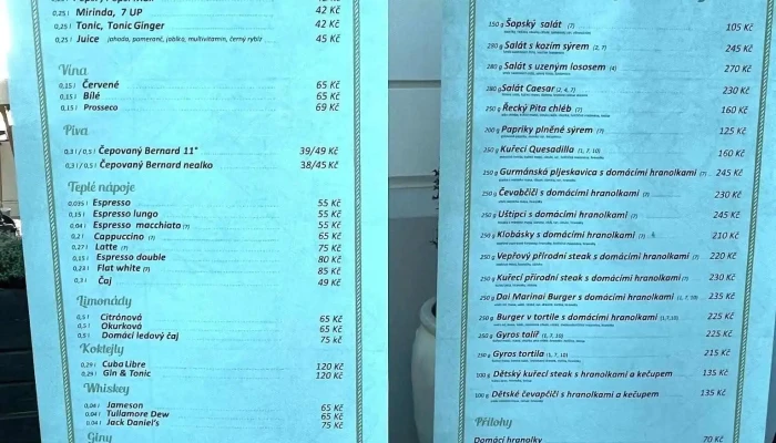 Bistro Cafe Dai Marinai Menu - Ke Kopanině 421