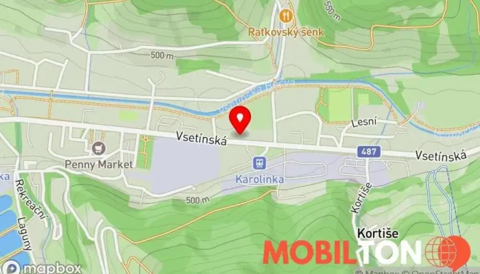 mapa Bistro Nové Nádraží Karolinka Restaurace, Pivní zahrádka, Bistro v Vsetínská 105
