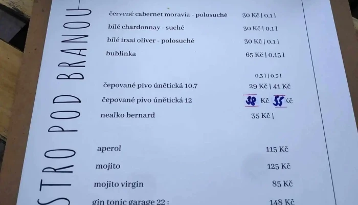 Bistro Pod Branou -  Menu - Berounská 63