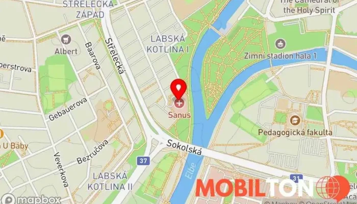 mapa Bistro restaurant Sanus Restaurace v Labská kotlina 1220