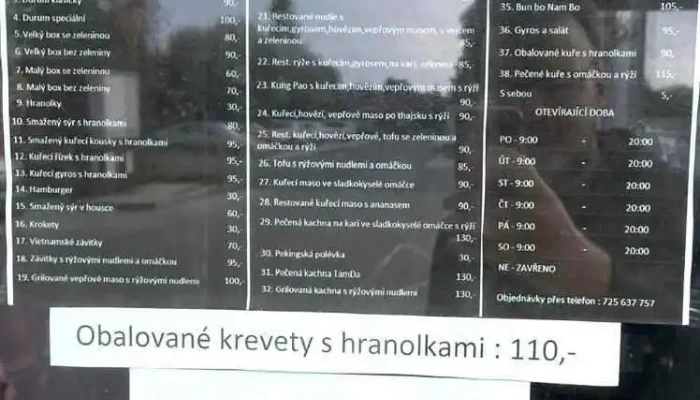 Bistro U Mycky Menu - Nové Strašecí