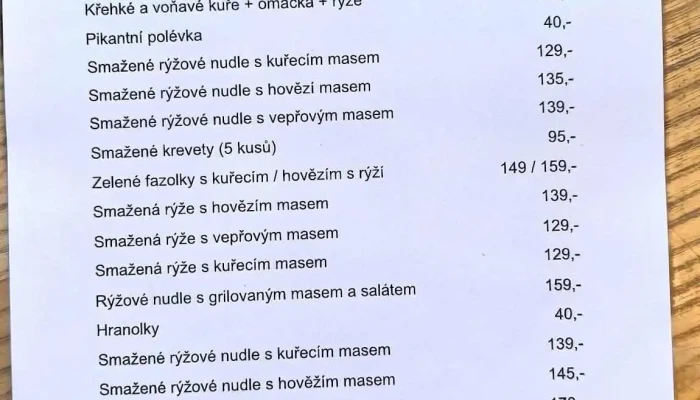 Bistro Vietnamska Tradicni Menu - Plzeňská 49