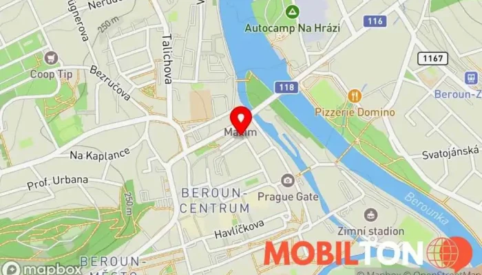 mapa Blackdog Beroun Americká restaurace v Česká 140