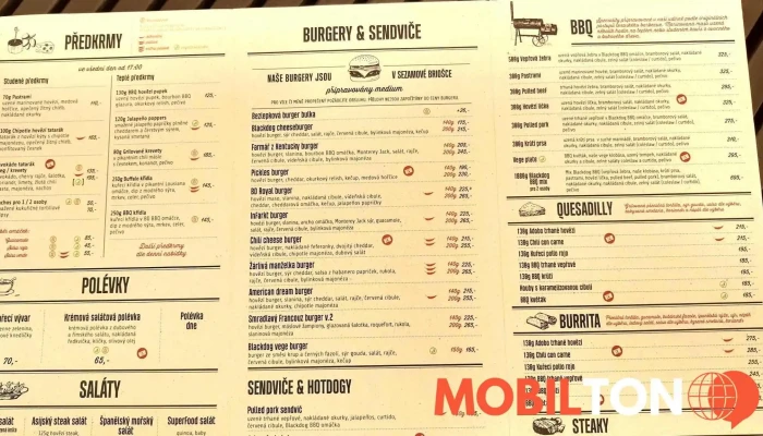 Blackdog Beroun -  Menu - Česká 140