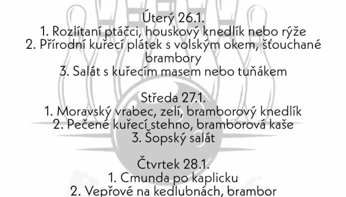 Bowling Bilina Menu - Újezdské Předměstí