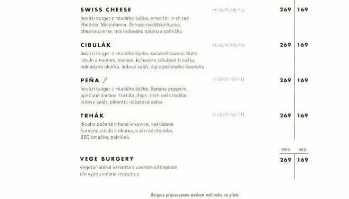 Burger Bar Brothers Menu - Dlouhá 211