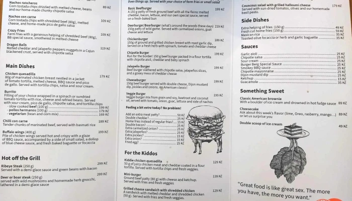 Burger Berg -  Menu - Labské Nábř. 317