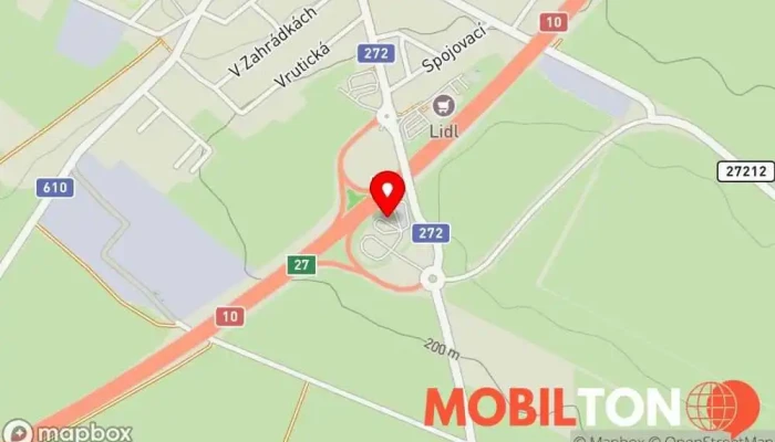 mapa Burger King Benátky D10 DT Restaurace v Benátky nad Jizerou