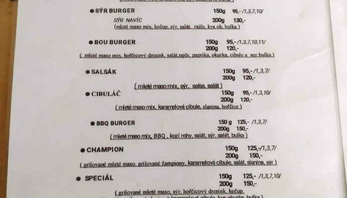 Burgrarna S Sebou Menu - Komenského 304