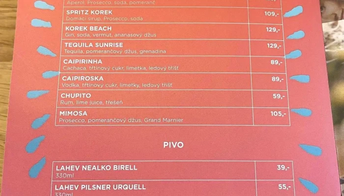 Cafe Korek -  Menu - Pražská 69