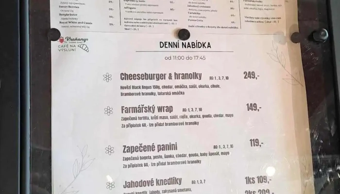 Cafe Na Vysluni Menu - Vraňany 230