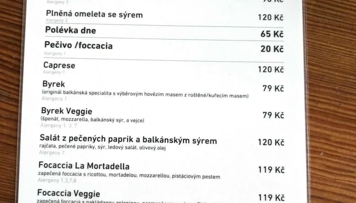 Cafe Society Menu - Kostelní 41