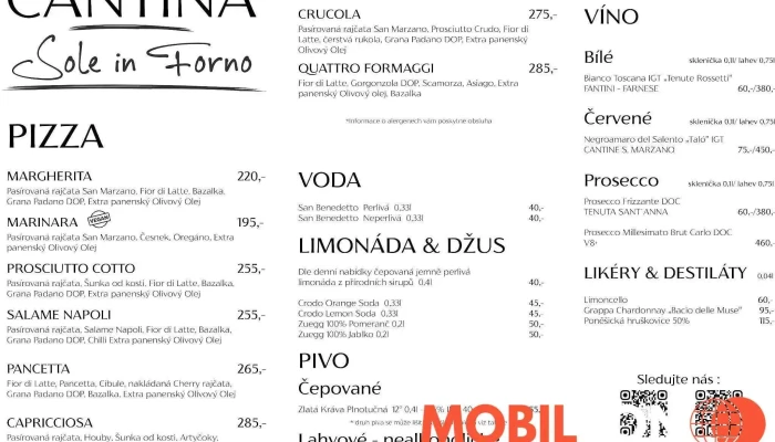 Cantina -    Sole In Forno Menu - Lochovice