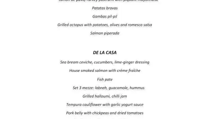 Casa 71 -    Tapas Restaurant Garden Menu - Praha 2-vinohrady