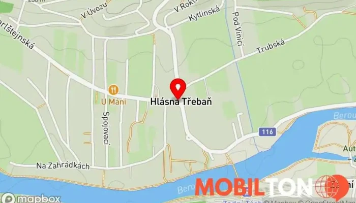 mapa Česká Hospoda Restaurace v Hlásná Třebaň-Karlštejn