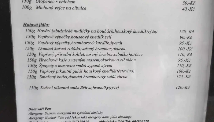 Ceska Koruna Menu - Komenského 17
