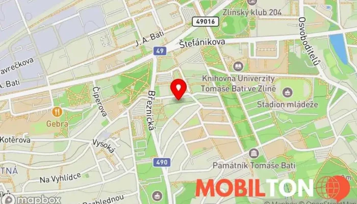 mapa Česká restaurace Restaurace v nám. Práce 2512