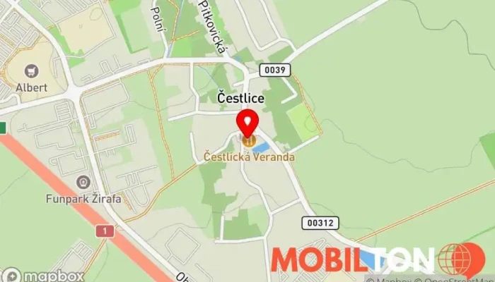 mapa Čestlická Veranda Restaurace v Čestlice-Říčany u Prahy