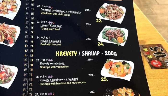 Cinska Restaurace Menu - Hodějovského 1707