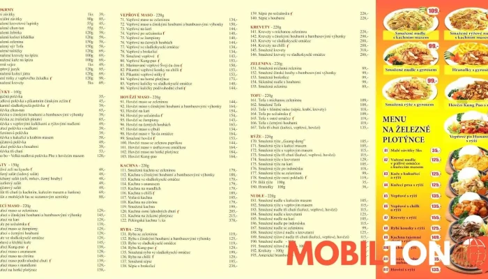 Cinska Restaurace Menu - Husovo Nám. 75