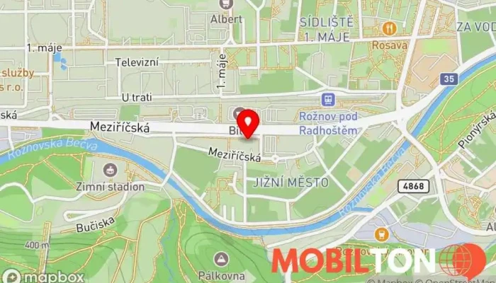 mapa CityClub & Restaurant & Coctail Bar & Bowling Restaurace, Bar, Bar a gril, Bowling / Kuželky, Diskotéka, Hamburgerová restaurace, Italská restaurace, Rozvoz jídla, Noční klub v Meziříčská 1710 Rožnov pod Radhoštěm
