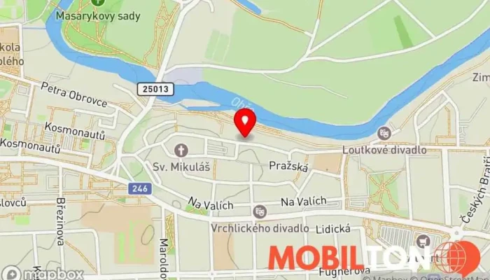 mapa Čokoládovna Pralalinka Louny Čokoládovna, Kavárna v Hilbertova 58