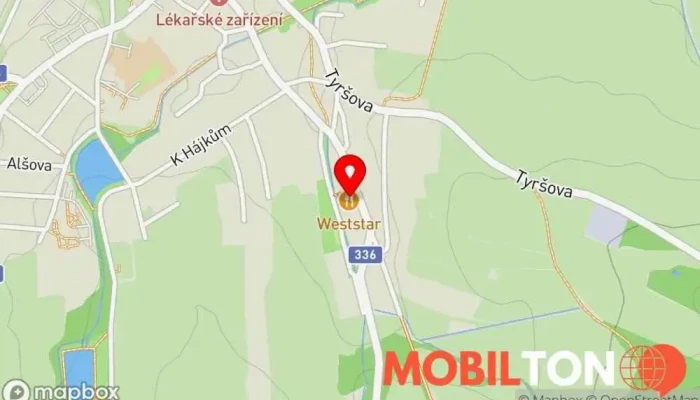 mapa Country Club West Star Restaurace v Nerudova 853