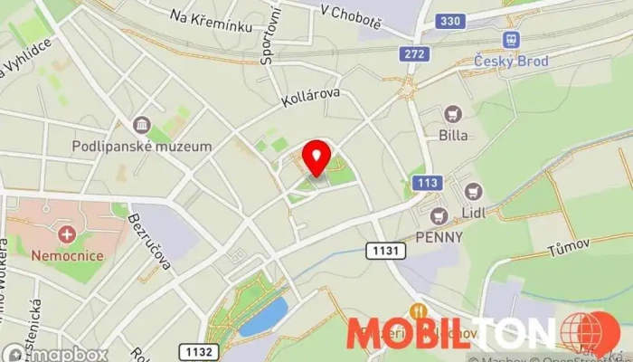 mapa Country Grill ČR Český Brod, s.r.o. Prodejní stánek, Bar a gril v nám. Arnošta z Pardubic 1