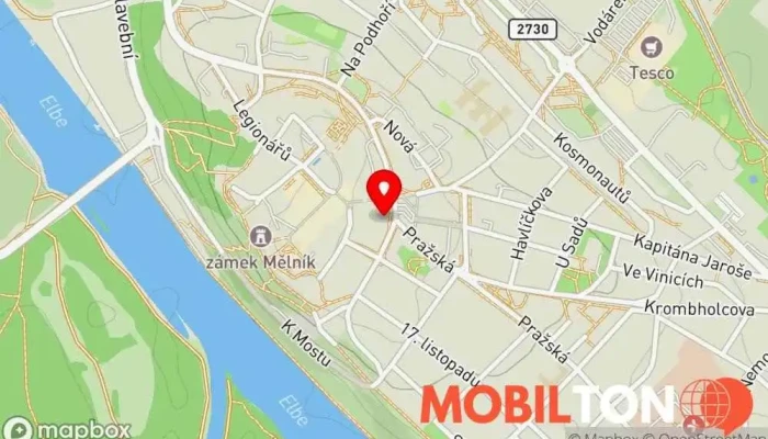mapa Country Grill ČR Mělník, s.r.o. Prodejní stánek, Bar a gril v nám. Karla IV. 144/18