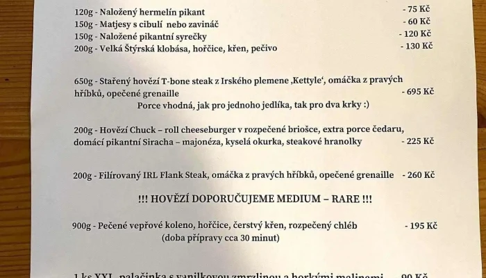 Country Saloon -  Menu - Praha 10 - Dolní Měcholupy-praha-dolní Měcholupy