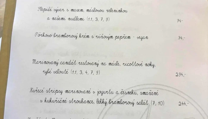 Ctyri Sestry Menu - Vnitřní Město