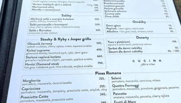 Cucina -  Menu - Nám. T.g.masaryka 895
