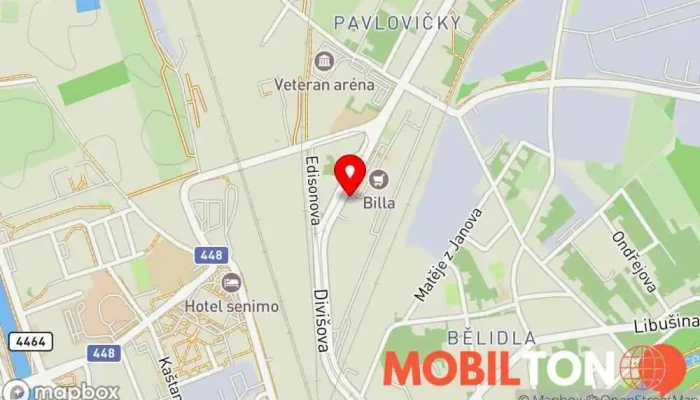 mapa DATART Bělidla Olomouc Prodej elektroniky, Prodej domácích spotřebičů, Prodej mobilních telefonů v Bělidla
