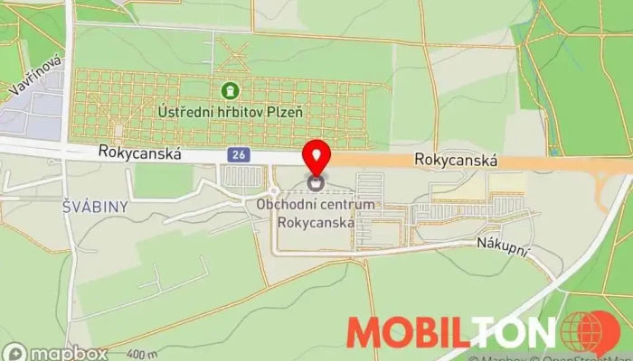 mapa DATART Plzeň Rokycanská Prodej elektroniky, Prodej domácích spotřebičů, Prodej mobilních telefonů v Plzeň 4