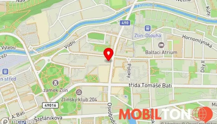 mapa DATART Zlaté jablko Zlín Prodej elektroniky, Prodej domácích spotřebičů, Prodej mobilních telefonů v OC Zlaté jablko, Rašínova 467
