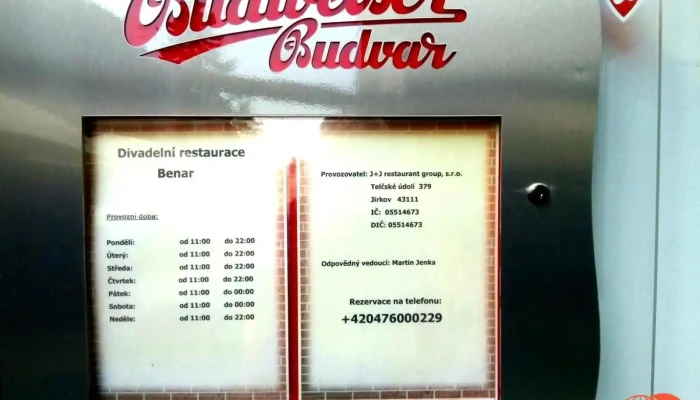 Divadelni Restaurace Benar Menu - Rooseveltova 279